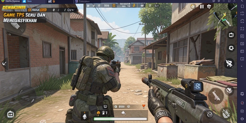 Screenshot gameplay seru DEWAKOIN99 yang menampilkan aksi TPS.