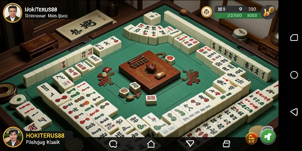 Gameplay HOKITERUS88 yang mendebarkan dalam pertempuran Mahjong.