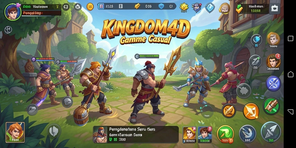 Screenshot dari gameplay KINGDOM4D yang penuh warna dan seru.
