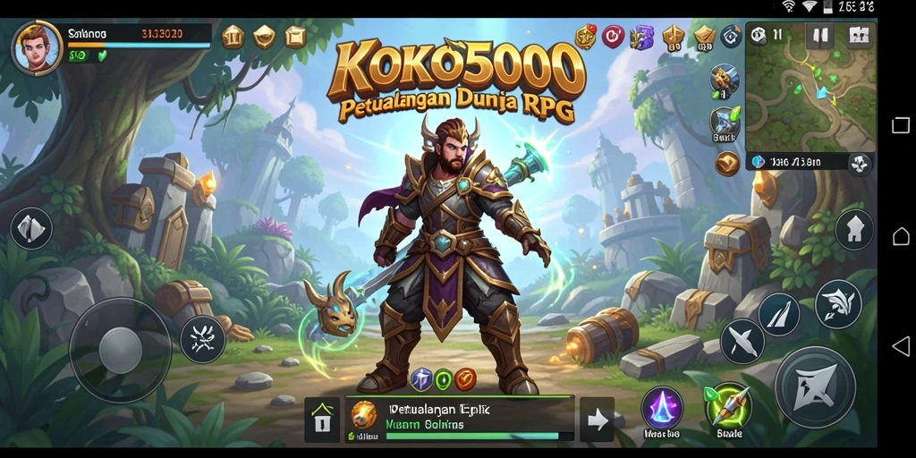 Screenshot KOKO5000 menunjukkan aksi pertempuran RPG yang mendebarkan.