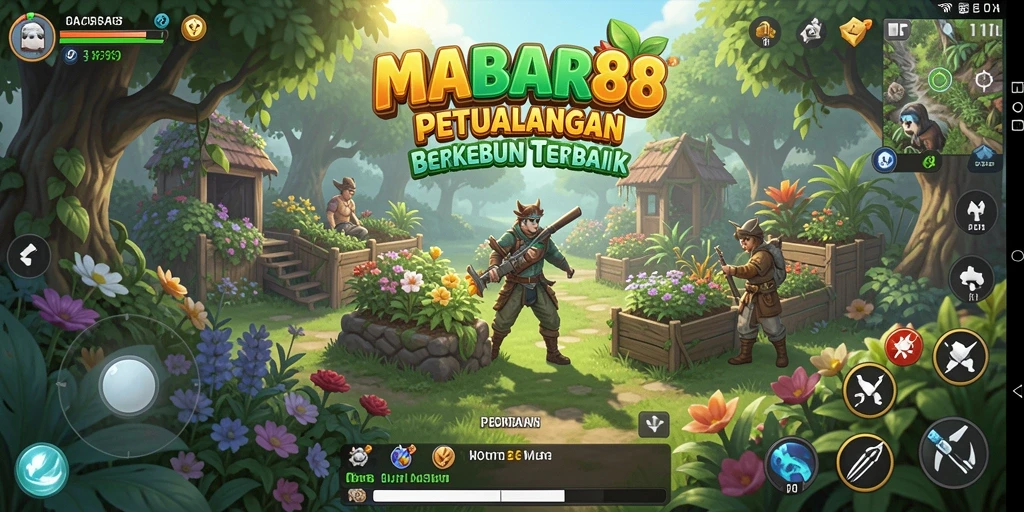 Tampilan gameplay menarik dengan kebun yang indah dalam MABAR88.