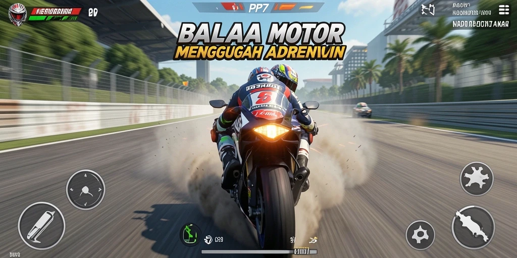 Gameplay balapan motor yang seru dan mendebarkan.