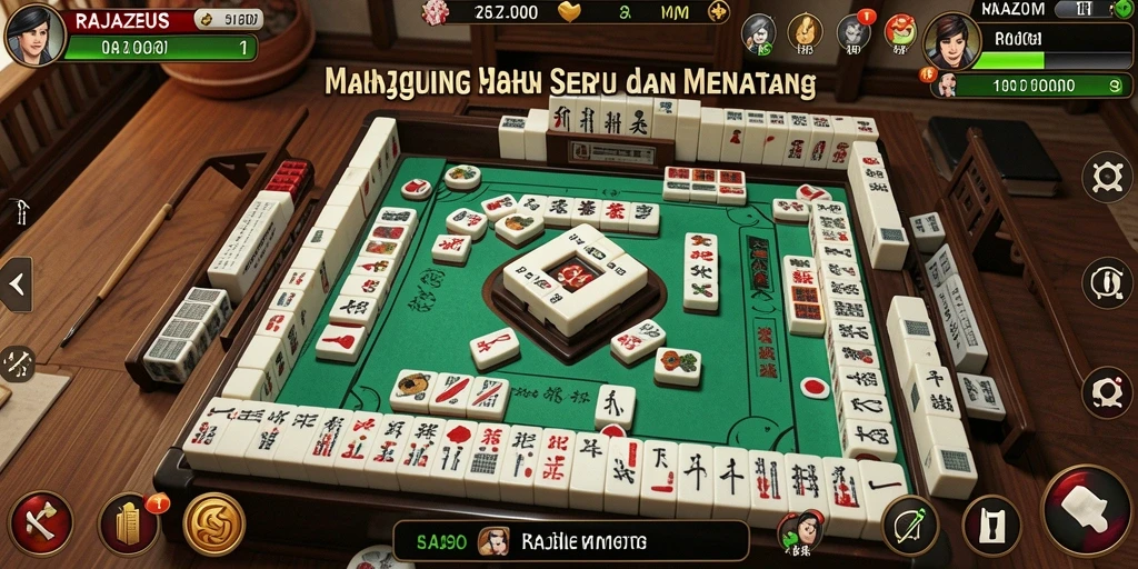 Tampilan gameplay menarik dari RAJAZEUS dengan tantangan Mahjong.