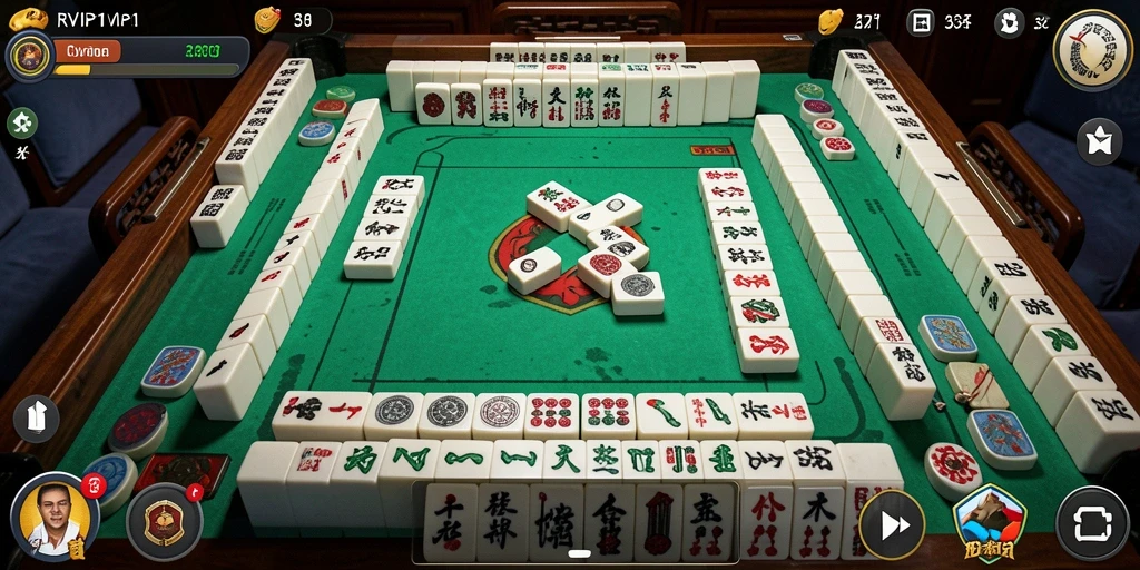 Screenshot gameplay RVIP1 menunjukkan momen seru bermain Mahjong.