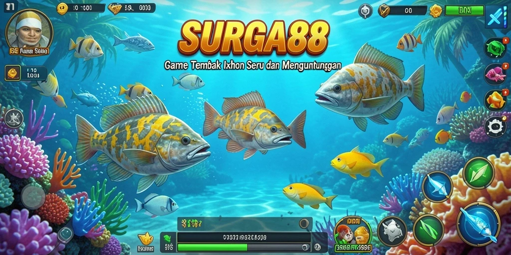 Gameplay seru dengan ikan berwarna-warni di SURGA88.