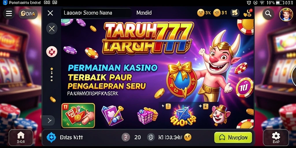 Screenshot utama TARUH777 menunjukkan pengalaman bermain Kasino yang mendebarkan.