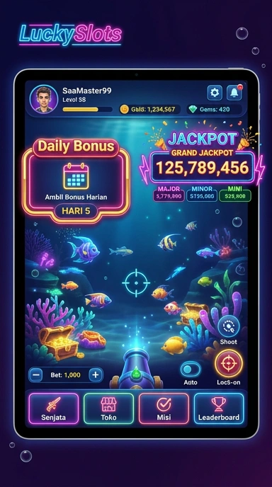 Screeenshot fitur unggulan luckyslots yang memudahkan navigasi aplikasi.